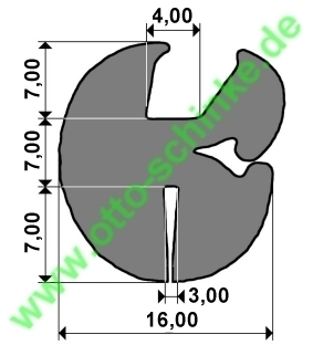 Fenstergummi H-Profil 4,00 x 3,00 x 16,00 mm