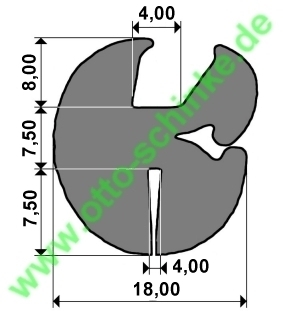 Fenstergummi H-Profil 4,00 x 4,00 x 18,00 mm