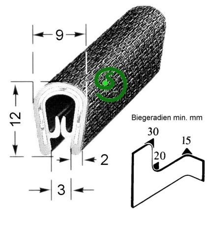 flexibler Kantenschutz Klemmber. 1,0 - 3,0 mm