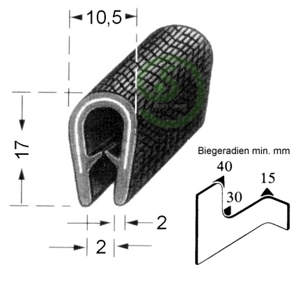 flexibler Kantenschutz Klemmber. 1,0 - 4,0 mm