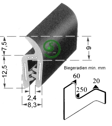 Kantenschutz Gummi-Profil Klemmb 1,0 - 2,0 mm