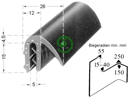 Kantenschutz Gummi-Profil Klemmb 1,0 - 4,0 mm