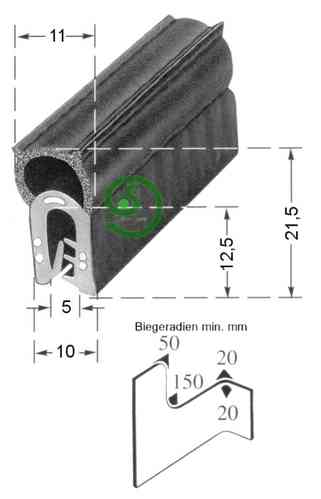 Kantenschutz Moosgummi-Profil Klemmber 1-3 mm