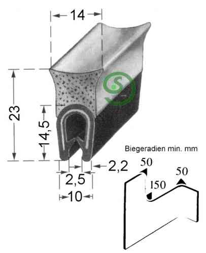 Kantenschutz m. Moosgummi Klemmber. 1 - 4 mm