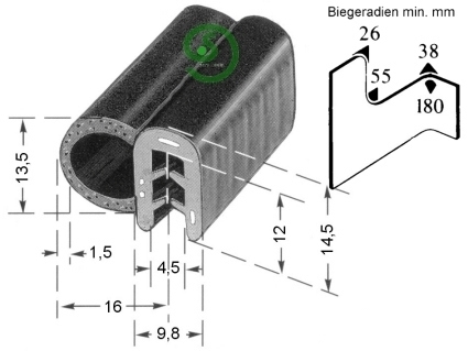 Kantenschutz m. Moosgummi-Profil Klemmber. 1,5 - 3,0 mm