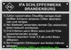 Schlepperwerk Brandenburg Hinweisschild