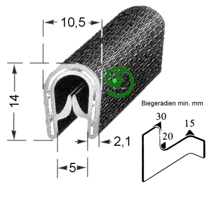 flexibler Kantenschutz Klemmber. 1,0 - 4,0 mm