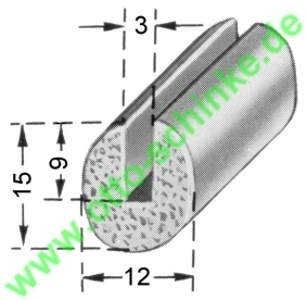 Moosgummi-Profil oval geschlitzt 12x15x3 mm
