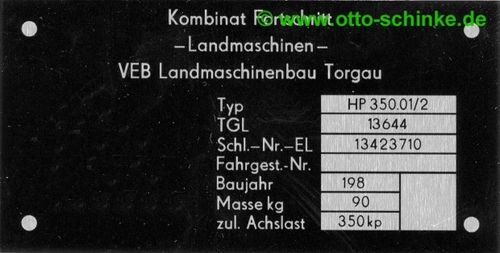 Typensch. Landmaschinenbau Torgau HP 350.01/2