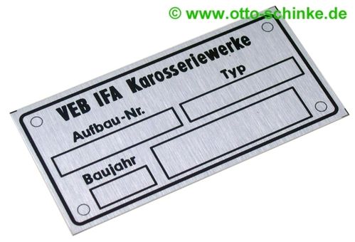 Karosserieschildschild KWD Wartburg Tourist